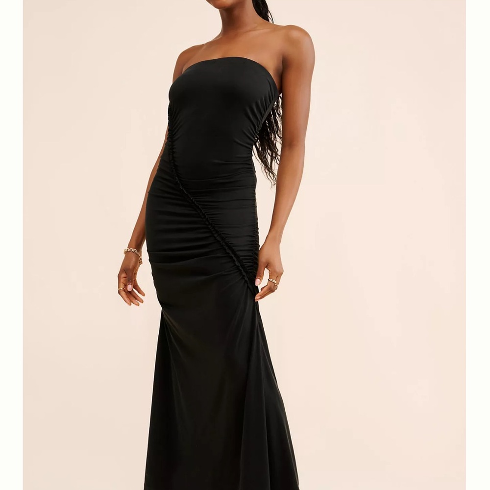 Anthropologie Black  Sandwashed Strapless Maxi Dress